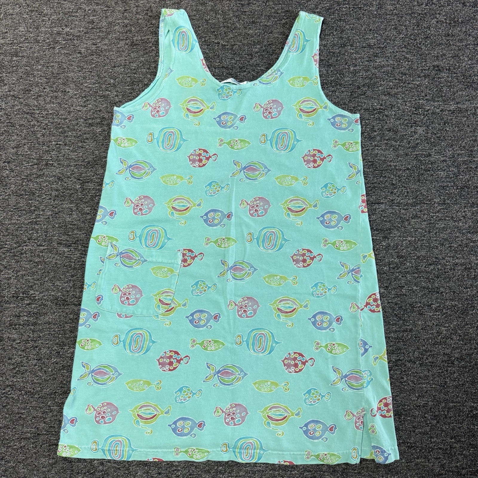 Women’s Fresh Produce Turquoise Blue Tropical Boho Casual Costal Dress Sz S