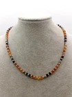Amber 925 Silver Cube Beaded Necklace Adjustable