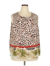 Cj Banks Women Brown Sleeveless Blouse 2X Plus