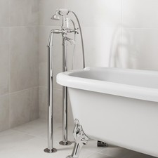 Traditional Freestanding Bath Shower Mixer Tap Crosshead Handle Chrome Bathroom