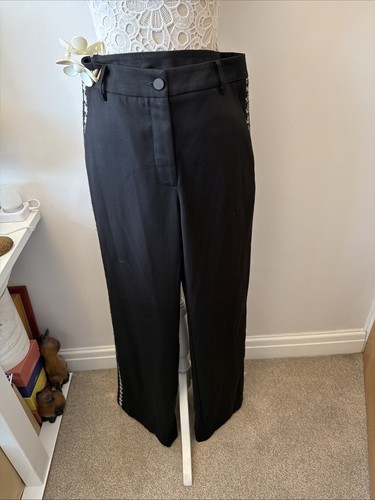 Spell By Access Fashion Size 12 Black Dress Pants Side Detail Sequin Embroidery