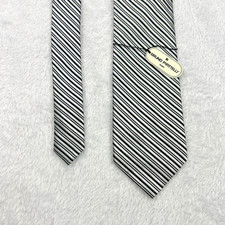 Bruno Piattelli Roma Silver Black Stripe XL Mens Tie 3.5x63  Silk China NWT