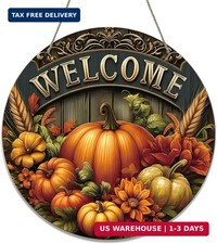 Fall Door Sign Autumn Pumpkin Welcome Wreath for Front Door Decor Thanksgiving