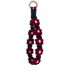 Boho Macrame Keychain Wristlet Keychain Weave Exquisite Keyring Claret Flower
