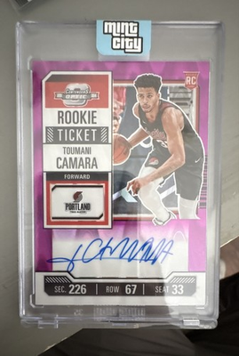 #ad 2023 24 Panini Optic Rookie Ticket Toumani Camara #107 Purple Prizm Auto 18 $175.00