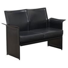 Canapé Vintage Cuir Métal Italie Années 80-90 Original