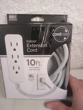 Cordinate 10ft Outlet Extension Cord Gray/White