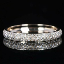 Lab Grown Diamond 0.60 Ct Round-Cut Solitaire Wedding Band EF/VS1 14k White Gold