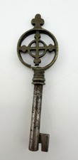"Antigua llave esqueleto de acero de metal de barril ornamentado de lujo de 3,25"""