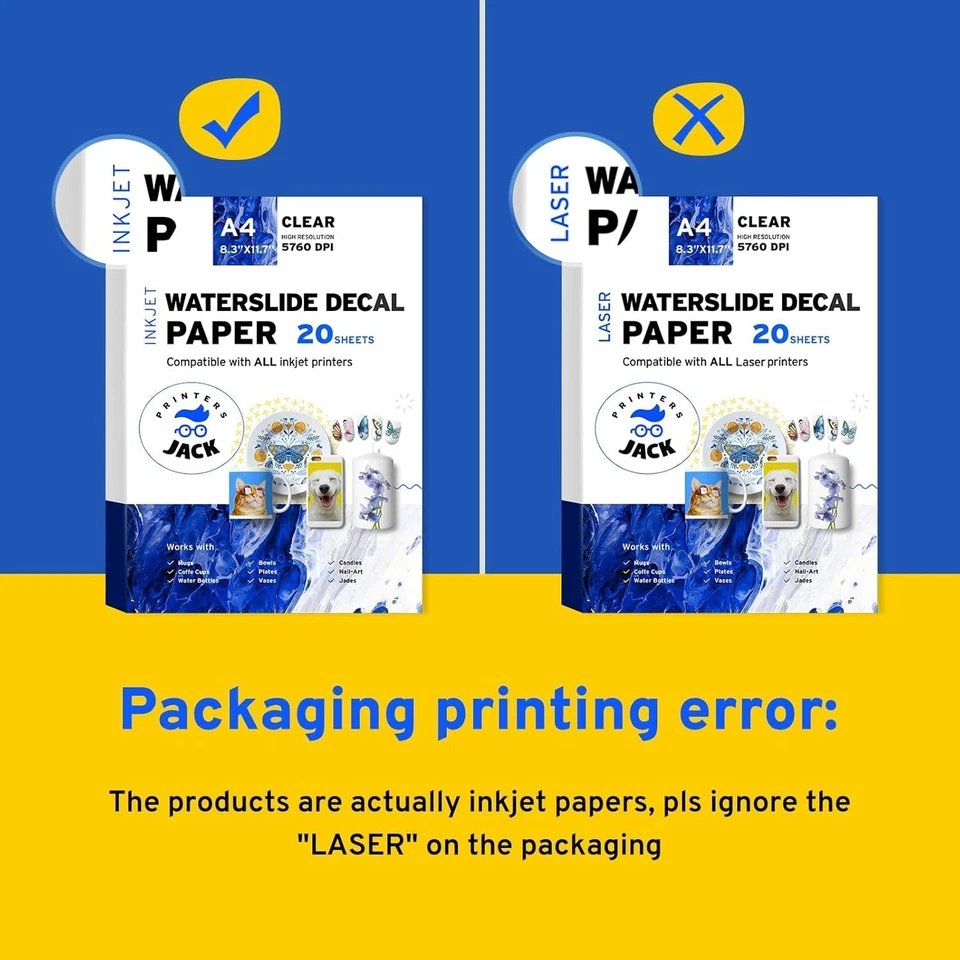 20 A4 Water Slide Decal Sheets - Inkjet Printable for Creative DIY - Image 4 of 4