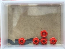 LEGO Parts - Red Plate, Round 1 x 1 with Flower Edge - No 24866 - QTY 5