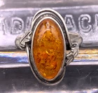 Vintage Sterling Silver domed Amber ring size 7.25