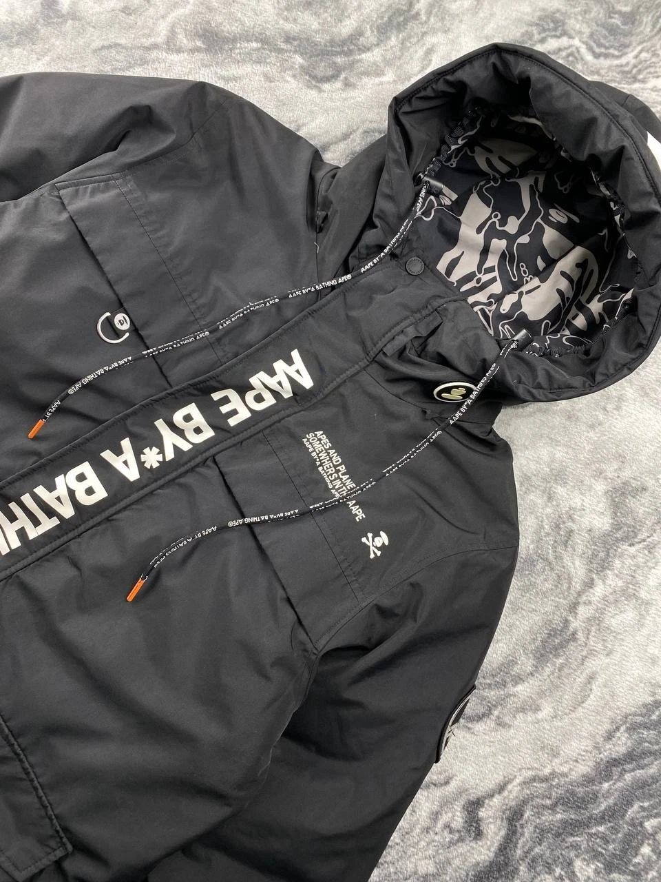AAPE By A Bathing Ape Hooded Down Jacket Parka Men Size S Black  image 6