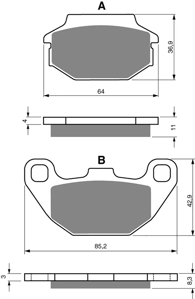 Pastillas de freno traseras para Kymco Super 9 50 (LC) (SH10DA) 2000-2007 Foto 2 de 2