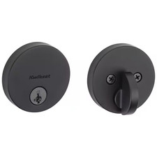 Kwikset Uptown Low Profile Contemporary Round Deadbolt - Black 258RDT514SMT