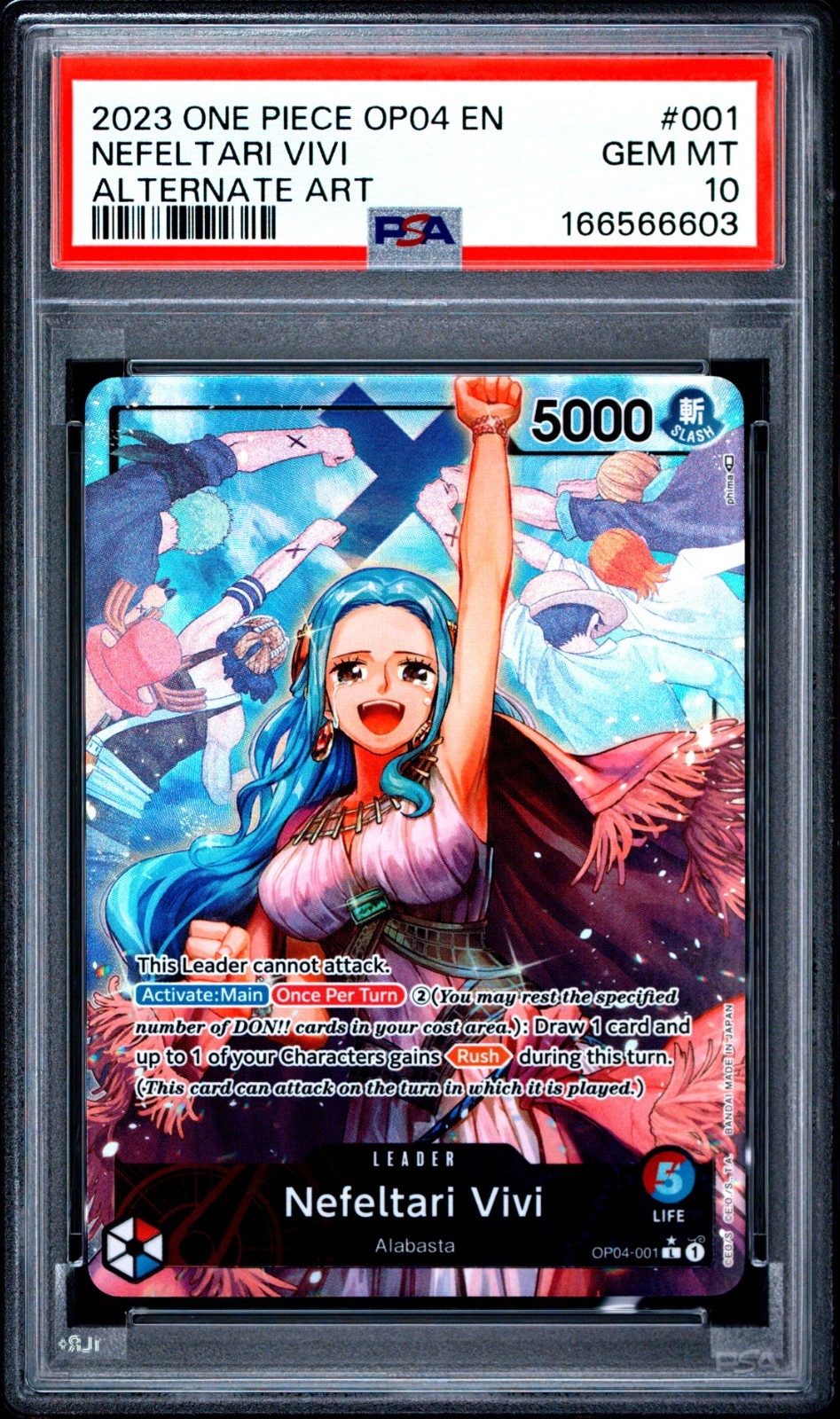 One Piece OP04 Kingdoms Of Intrigue Nefeltari Vivi Alternate Art #001 PSA 10 GEM
