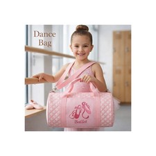 Girls Ballet Bag Dance Recitals Pink Duffle Bag with Strap Embroidered Lightweig