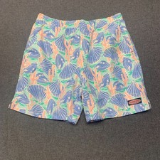 Vineyard Vines Men's Shorts Size M Blue Shell Coral Print Lined Board SwimTrunks