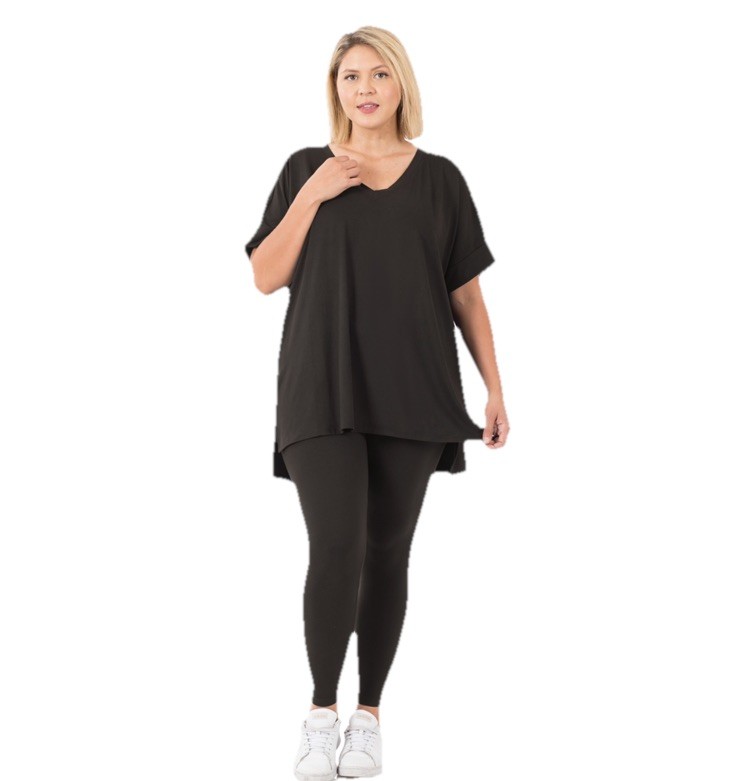 ZENANA 1X 2 Piece Outfit Set Top & Leggings