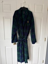 Polo Ralph Lauren Big Pony Tartan Plaid Plush Robe Size L/XL Belted Preppy Mens