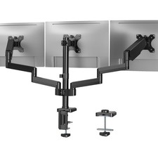 Triple Monitor Desk Mount, 3 Screen Arms for Flat/Curved Screens Up to 27 inc...