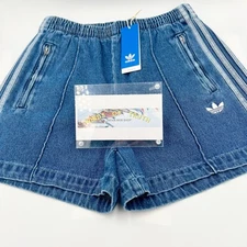 Adidas Adicolor Firebird Denim Short Pants Womens Blue JD2562 JP Size New