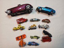 Assorted Toy Vehicle Lot 14 Pcs Vintage Modern Die-Cast Cars, Trucks