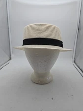 Women's Boater Boonie 57CM Hat Paper-Cream-Black Ribbon