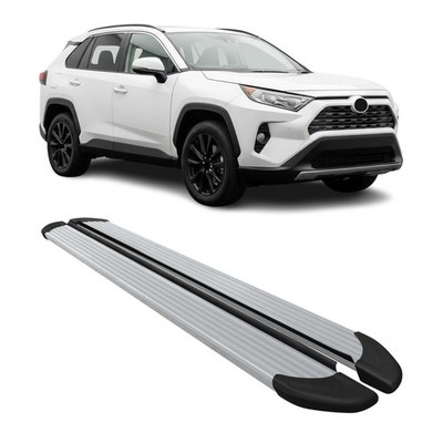 Trittbretter Seitenschweller für Toyota RAV4 Hybrid 2019-2025 Alu Silber 2 tlg