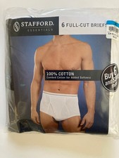 Stafford Essentials Vintage Men’s Sz 36 Underwear 6-Pack Full-Cut Briefs White