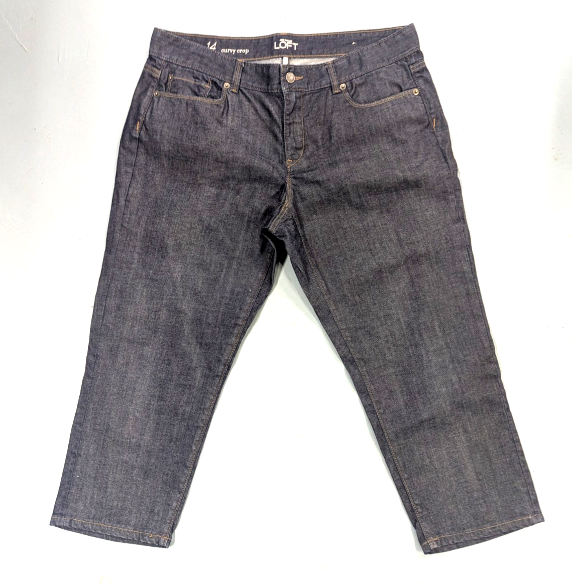 Ann Taylor Loft Women's Sz 32/14 Curvy Crop Capri Denim Jeans |5 Pocket |Stretch