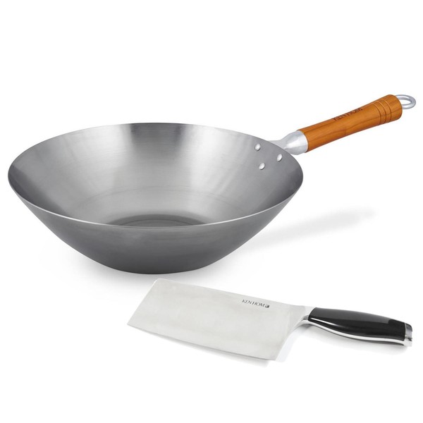 Ken Hom Wok Set 31 Cm Induktion Unbeschichteter Stielwok Inkl. Hackmesser 18 Cm-image
