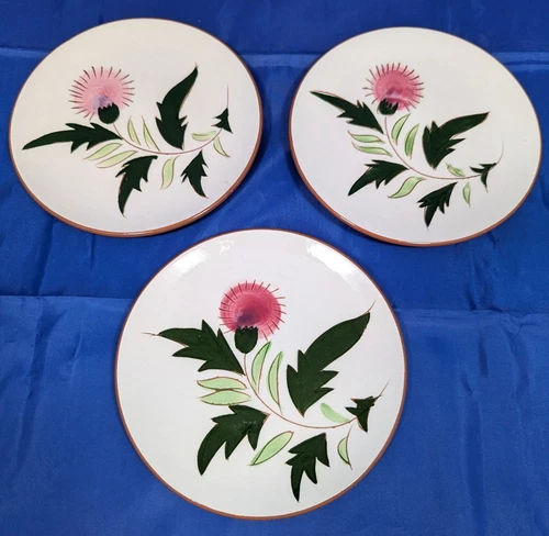 Stangl Pottery Thistle Pattern 6" Bread & Butter Plates Set of 3 Trenton NJ LotC