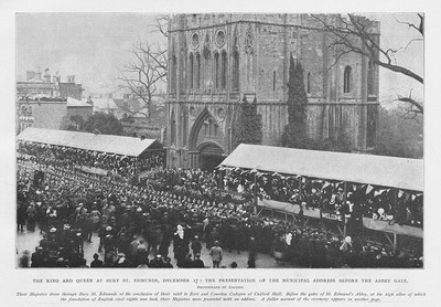 BURY ST EDMUNDS Suffolk Visit of the King & Queen - Antique Print 1904