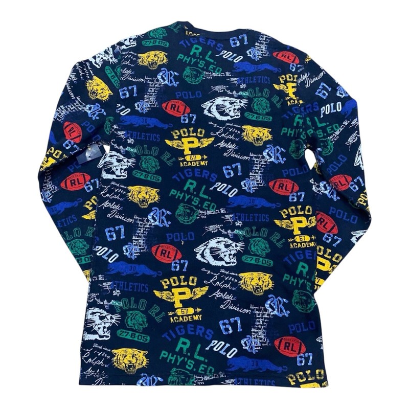 Polo Ralph Lauren Varsity Stamp Print Waffle Knit Thermal Shirt Men's SZ XL