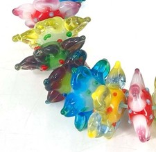 10 Handmade Lampwork Glass Petal Flower Colorful Beads