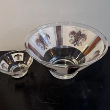 Vintage Anchor Hocking Fluer De Lis Chip And Dip Bowl Set No Hanger