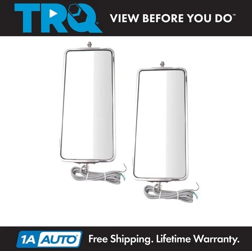 TRQ Mirror Set Manual, with Heat, with Housing Turn Signal Fits HD Truck