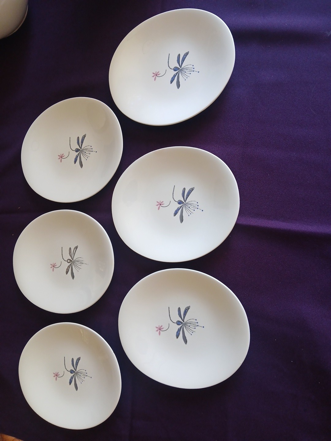 Set Of 6-Vintage Hallcraft  Oval Bread Plates ,Caprice, Eva Zeisel, Fine China