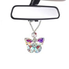 Povtii Crystal Butterfly Car Hanging Ornament Sun Catcher Lucky Rearview Han...