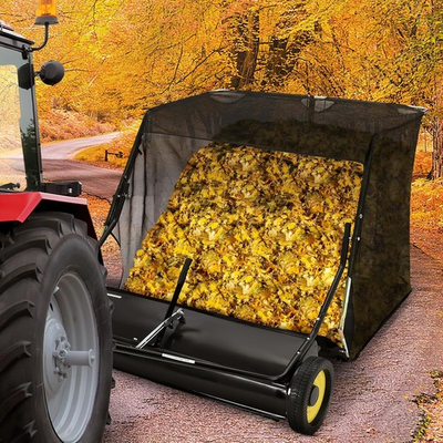 #ad GARVEE Tow Behind Leaf Sweeper for Lawn Tractor 52quot; 27 Cu. Ft.Hopper Yard Use $204.59
