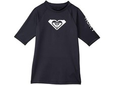 ROXY GIRLS TOP - RASHGUARD SZ 3 3T BLACK- TEE SHIRT SHORT SLEEVE UPF 50 KIDS