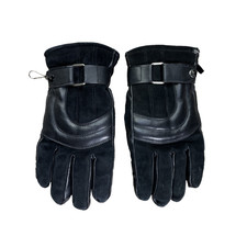 Vintage Black Cowhide Leather Insulated Gloves Mens Medium