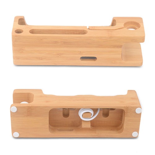 Bamboo and Wood Charging Base Display Stand Charge Support Desktop Bracket - 第 7/12 張圖片