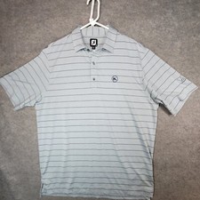 FootJoy Polo Shirt Mens Large Blue Gray Black Short Sleeve Golf Logo