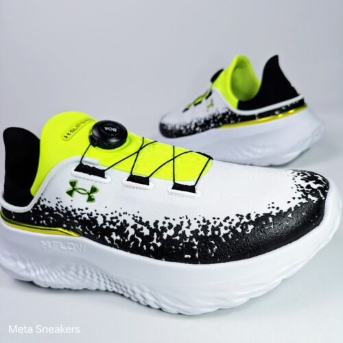 Under Armour US 11 Men White Black Yellow Slip On Comfort -UA Slipspeed Mega New
