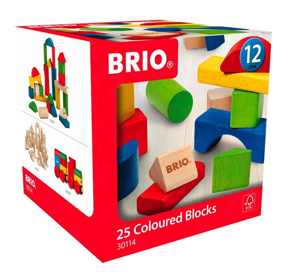 Brio Kleinkindwelt Holz Bausteine Bunte Holzbausteine 25 Teile 30114-image