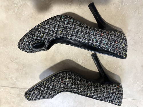 Tweed peep toe Heels Shoes Women's US 7,5 Medium NEW - Picture 13 of 15