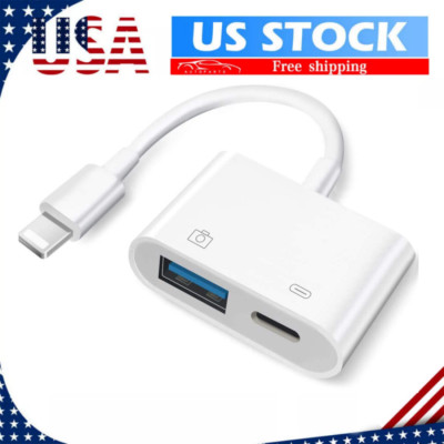 [2 in 1] 8-PIN to USB 3.0 OTG Adapter for iPhone Connect USB Flash Drive,Camera