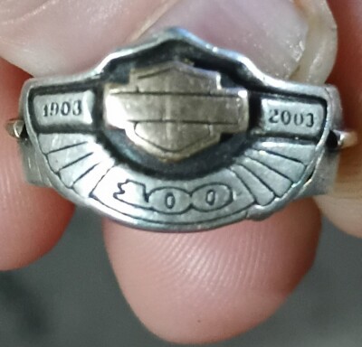 100 year anniversary harley davison ring 1903-2003 925 sterling
